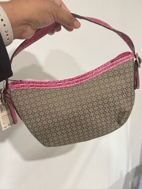 Nine West Pink Croc Embossed Trim Patterned Shoulder Bag